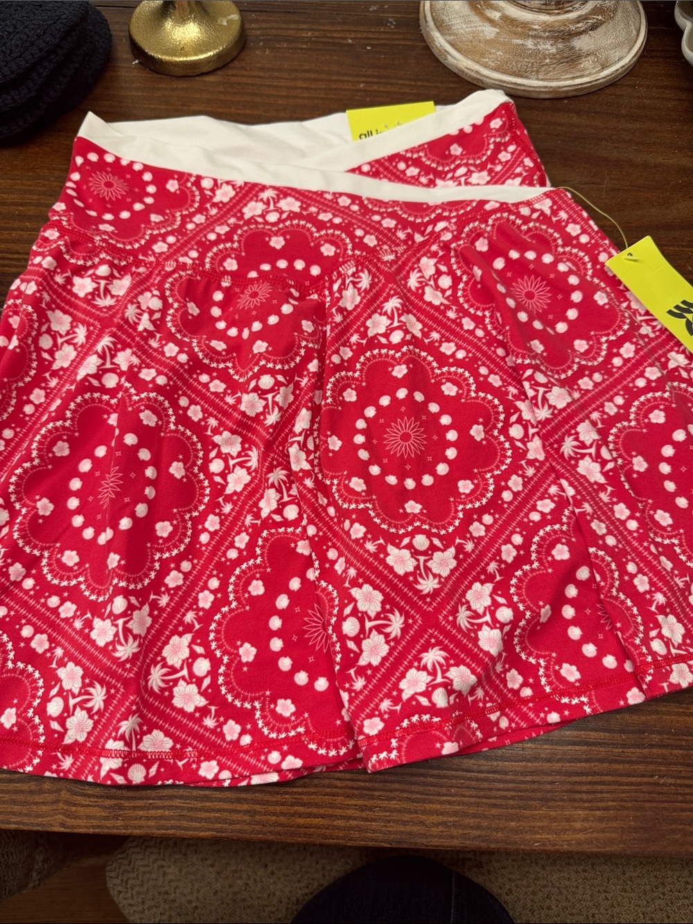 Two all in motion Red Bandana Print and black Skorts size small